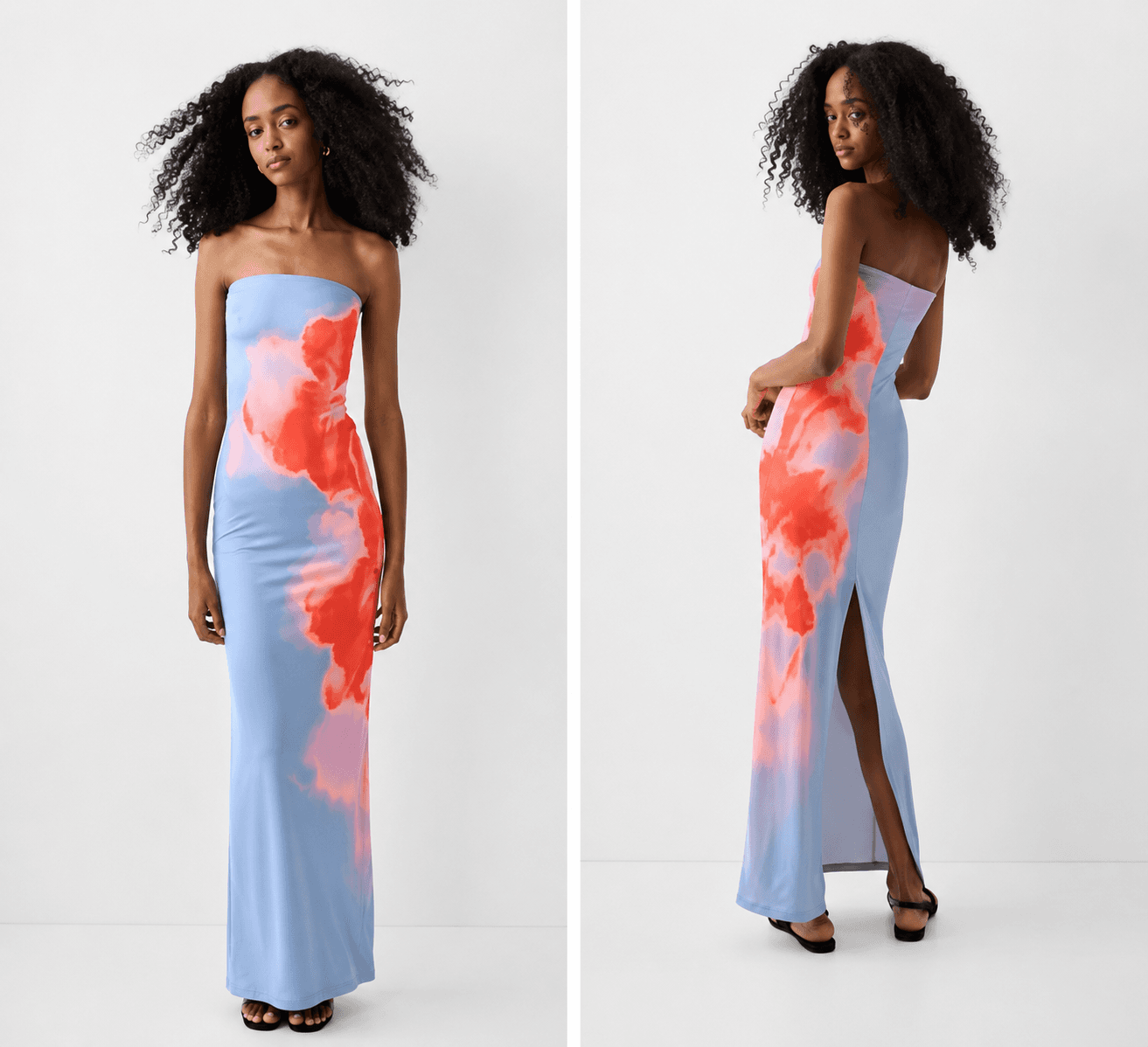 Robe Bustier Tie-Dye Corail & Bleu