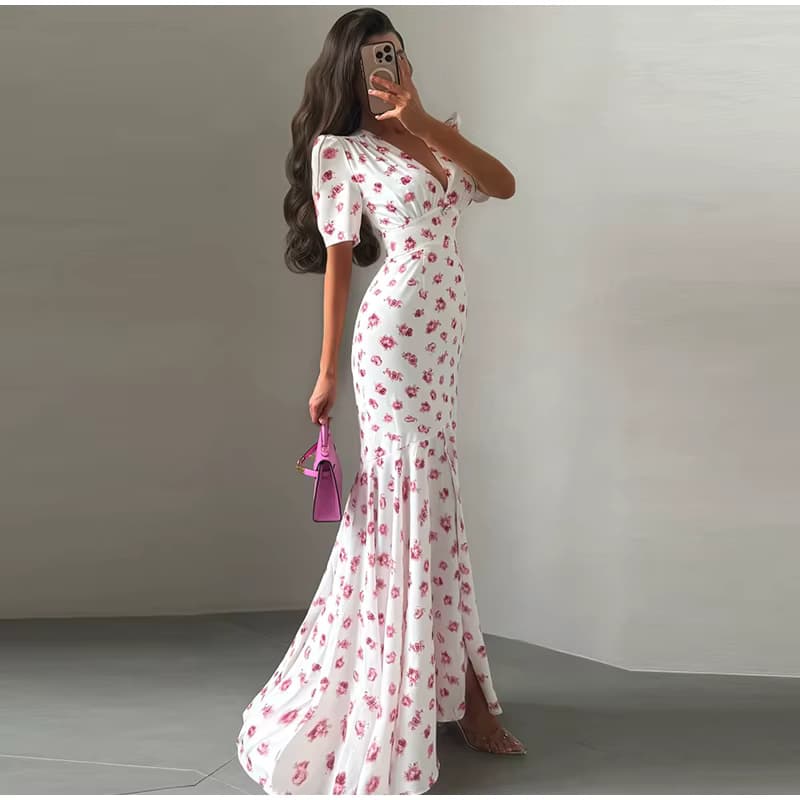 Robe Sirène Longue Fleurie 4