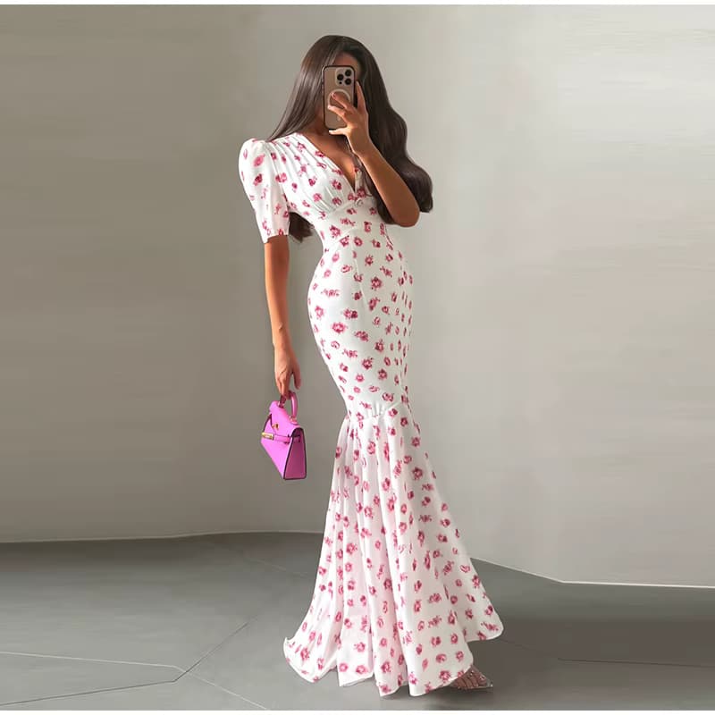 Robe Sirène Longue Fleurie 3